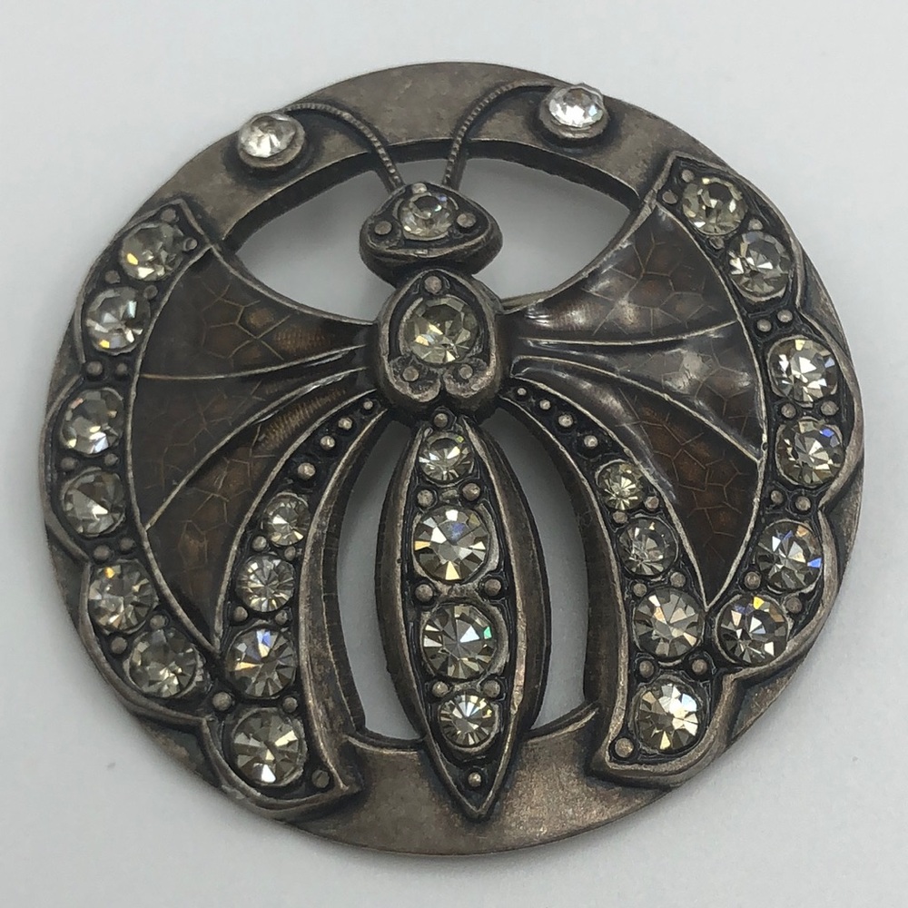 Catherine Popesco of France Butterfly Sparkling antique silver tone Brooch